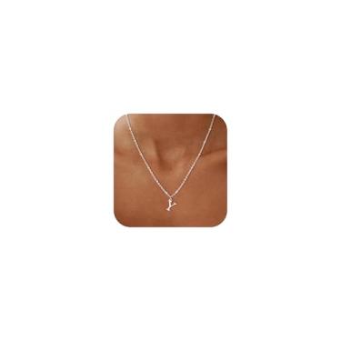 Imagem de GRCLD Colares com inicial para mulheres – Colar com letra banhada a ouro 14 K, corrente personalizada, elegante, elegante, não mancha, colar único com pingente fofo, joia de presente para mulheres