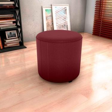 Imagem de Puff Banqueta Redondo Luxo Copenhage Matrix Veludo Vinho