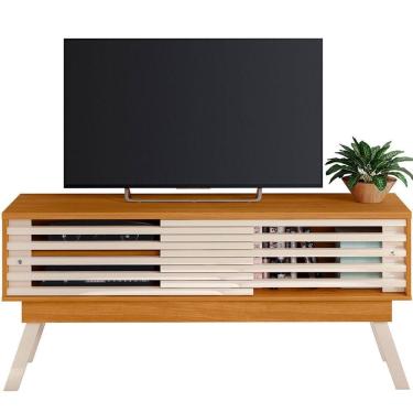 Imagem de Rack Bancada Foz 1.5 2 Portas Pé Palito Tv Até 65 Polegadas Cinamomo/off White