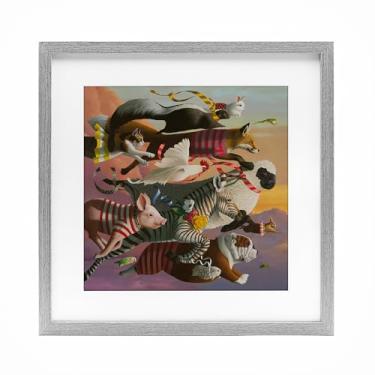 Imagem de Stupell Industries Impressão emoldurada grossa como ladrões animais cinza sob vidro, design por Heather Gauthier, 13 x 13