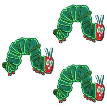 Imagem de 3 peças costuradas em adesivos compatíveis com decoração de reparo de tecido Caterpillar Very Hungry