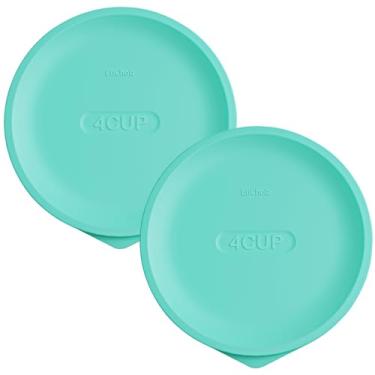 Imagem de Tampas de substituição para Pyrex 7201-PC 4 xícaras, tampa redonda de silicone para tigela de vidro âncora, pacote com 2, turquesa