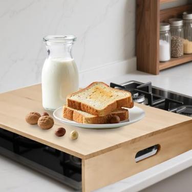 Imagem de LECEHIVO Placa de cobertura superior de fogão de madeira, 21,2 x 35 x 7,5 cm, tábuas de corte de macarrão, capas de queimador de fogão para trailer, pia de fazenda, fogões elétricos a gás