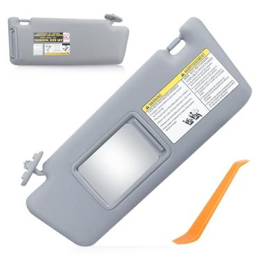 Imagem de Viseira de sol cinza do lado esquerdo do motorista adequada para Toyota Tacoma 2005-2012 2013 2014 2015 sem teto solar e viseira de proteção solar leve substitui #74320-04181-B1, 74320-04180-B1, 74320