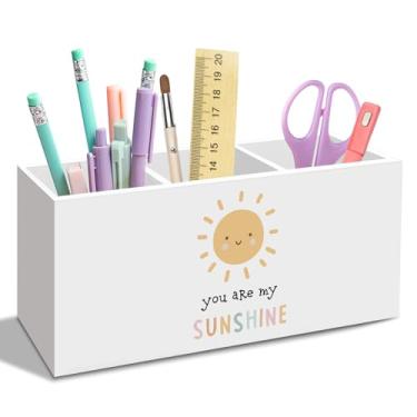 Imagem de nvucamd Porta-lápis You Are My Sunshine para mesa, acessórios inspiradores de mesa Boho Sunshine, organizador para quarto de crianças, quarto, sala de jogos, berçário, sala de aula