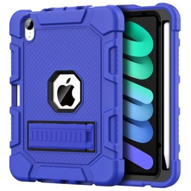 Imagem de Azzsy Capa para iPad Mini 7 A17 Pro 2024 / iPad Mini 6 2021 8,3 polegadas, capa protetora resistente à prova de choque para iPad Mini 7ª/6ª geração de 8,3 polegadas, azul escuro