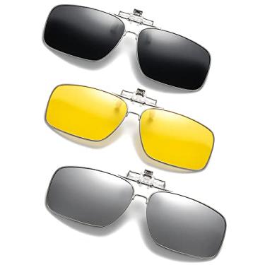 Imagem de RuiJinGen Lente polarizada flip up com clipe para óculos de grau, óculos de sol com 100% de proteção UV..