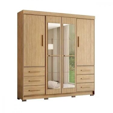 Imagem de Guarda-Roupa Casal Com Espelhos 4 Portas 6 Gavetas Estrela - Moveis Marafom
