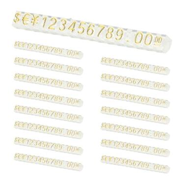 Imagem de PATIKIL Conjunto de 15 cubos de exibição de preços, suporte de etiqueta de preço ajustável, número removível, kit de bloco de dólar para sinalização de exibição de lojas de varejo de joias