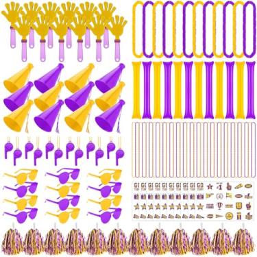 Imagem de Soulchen 360 peças de acessórios de espírito de equipe escolar a granel Team Spirit Day sortido palitos de trovão apitos apitos de mão megafone pompons de torcida óculos adesivo para eventos