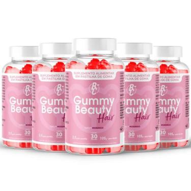 Imagem de 5 Frascos Gummy Hair Beauty Bari Caps para Cabelo Pele e Unha