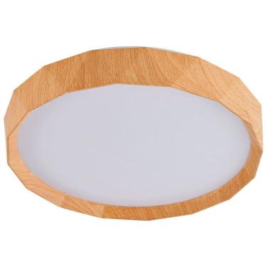 Imagem de Plafon de Sobrepor Redondo Estilo Madeira 48,5cm Led 35W 3 em 1 Bivolt 16128-PL