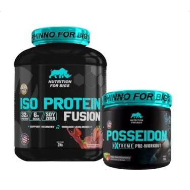 Imagem de Kit Iso Protein Fusion Morango + Pré Treino Posseidon Nutrition For Bigs (Morango com Kiwi)