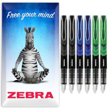 Imagem de Caneta Zebra Fuente - Canetas-tinteiro descartáveis - pacote com 6 - tinta preta, azul e verde - em caixa de presente de papelão zebra