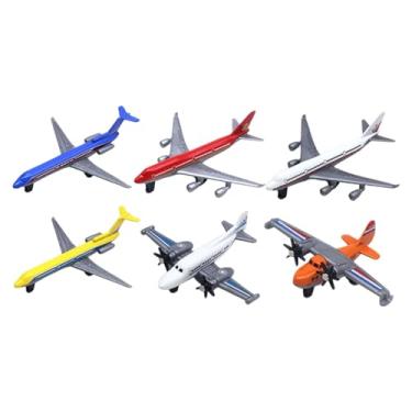 Imagem de simhoa Conjunto de 6 peças de aviões de em liga metálica, modelos de aviões fundidos em escala 1:64, simuladores de aeronaves de transporte para