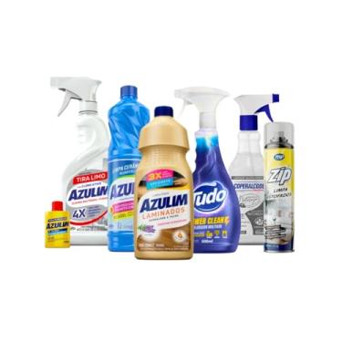 Imagem de Kit Limpeza Fim de Ano Completo – 7 Produtos Poderosos – Azulim, Tudo, Coperalcool e Zip – Limpa Banheiro, Cozinha, Pisos, Estofados e Toda a Casa