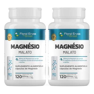 Imagem de KIT C/2 Un Magnésio Malato 600 mg – 120 Cápsulas | Floral Ervas do Brasil | Auxilia no Funcionamento Muscular, Neuromuscular e Metabolismo Energético