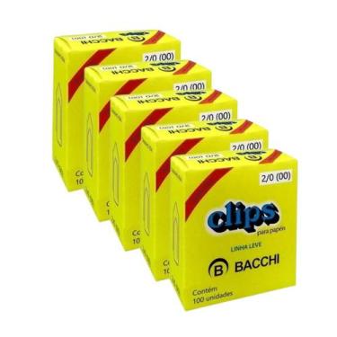 Imagem de Kit 5 Caixa c/100 clips galvanizados 2/0 (00) clipes bacchi