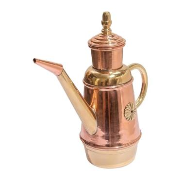 Imagem de IEUDNS Garrafa dispensadora de óleo em cobre, 350 ml, design vintage tradicional feito à mão, ideal para hotéis, padarias e restaurantes.