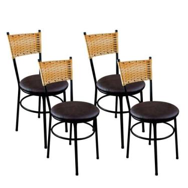 Imagem de 4 Cadeiras Para Cozinha Viena Palha Cor:Marrom - Laumar, Marrom
