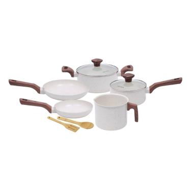 Imagem de Jogo de Panela de Indução 7 Peças Fundo Triplo e Revestimento Ceramico Mimo Style Marmol