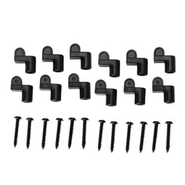 Imagem de IEUDNS Conjunto de 12 Presilhas para Tela de Janela com Parafusos, Presilhas Deslocadas para Janela, Fixador de Moldura para Janela de Proteção, Painéis de, Preto