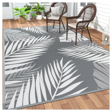 Imagem de SPXMQSS Tapetes de exterior para jardim, tapetes de plástico reversíveis para acampamento e piquenique, tapete de plástico dobrável para quintal, deck, praia, piquenique 120 x 180 cm A