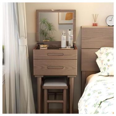 Imagem de Vaidade de maquiagem com luzes, pequena mesa de maquiagem com 3 modos de iluminação com brilho ajustável, mesa de maquiagem com gavetas, adequada para escrivaninha/penteadeira/mesa de cabeceira.