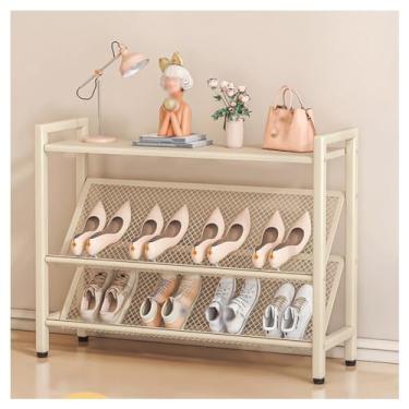 Imagem de SPXMQSS Organizador de sapateira, armazenamento de armário de sapatos para porta de entrada, organizador de armazenamento fino de sapato, prateleiras inclinadas de malha, grande capacidade, espaço