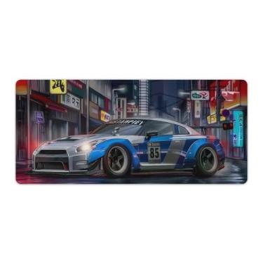 Imagem de FoRes Anime JDM Car R35 On The Streets of Japan Tapete de mouse grande para jogos, base de borracha, antiderrapante, para laptop, acessórios de computador, suprimentos para escritório, casa, 40 x 90