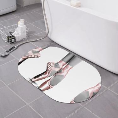 Imagem de Zeraoke Sapatilhas de balé - Tapete de banho com estampa de terra de diatomáceas 39,9 x 59,9 cm - antiderrapante, secagem rápida para banheiro e cozinha, suporte de borracha