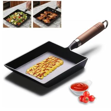 Imagem de Yuezhongoo Frigideira Tamagoyaki, omelete japonesa, frigideira quadrada antiaderente, universal para indução/gás/fogão, fácil de limpar e segura no forno