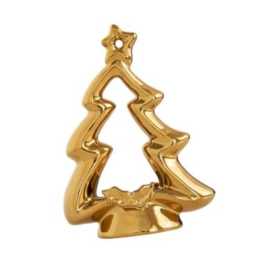 Imagem de Ｂｅｓｇａ Castiçal de cerâmica em formato de árvore de Natal para velas tealight, ideal para casa, jantar, hotel, aniversário, mesa de trabalho e Páscoa, Ouro
