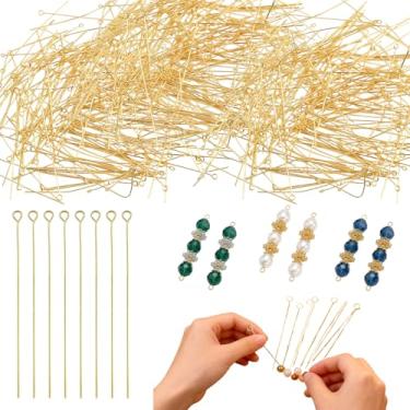 Imagem de Alfinetes de olho para fabricação de joias, 200 peças de olhais dourados de aço inoxidável para brincos, pequenos pinos de cabeça aberta para agulhas, mini ilhós de fio de metal para artesanato, pino
