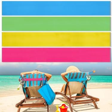Imagem de Boao Pacote com 4 faixas de toalha para cadeira de praia, piscina e cruise Essentials, elásticas e à prova de vento, clipes de cadeira de toalha, suporte de alça para lounge, acessórios de navio de