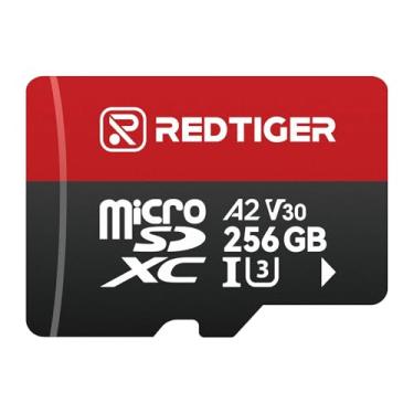 Imagem de REDTIGER Cartão micro SD de alta velocidade de 256 GB com adaptador, microSDXC UHS-I Classe 10, U3, V30 A1, suporte para câmera Dash e gravação de vídeo 4K