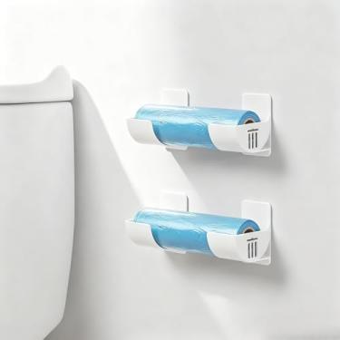 Imagem de Rack de armazenamento de cozinha sem perfuração com ganchos adesivos, organizador que economiza espaço para envoltórios e sacos de papel alumínio montado na parede e solução de armazenamento de porta