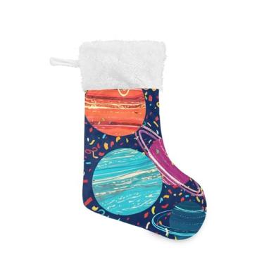 Imagem de xigua Meias de Natal Planetas Coloridas Personalizadas Grande Doces Presente Pendurado Meias de Natal Decoração para Família, Enfeites de Festa de Férias, Decoração Lareira