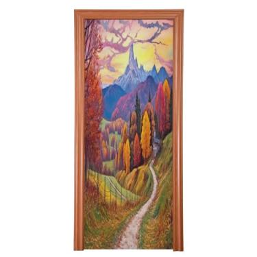 Imagem de Wassud Capa de porta de Halloween 89 x 199 cm grande decoração de paisagem bonita, faixa elástica para porta interna externa para porta da frente da varanda