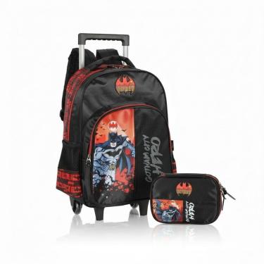 Imagem de Kit Escolar Vermelho Batman Mochila + Estojo Box