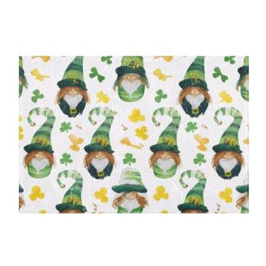 Imagem de Burbuja Tapete de banho St. Patrick Gnomo, tapete de banheiro absorvente extra macio com suporte antiderrapante para banheiro, banheira e chuveiro, 40,6 x 61 cm