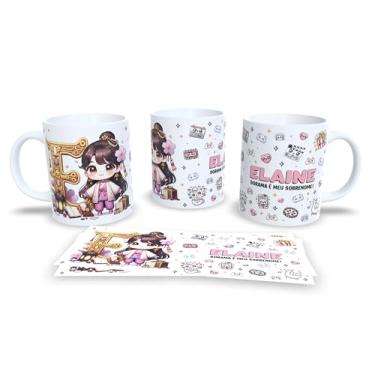 Imagem de Caneca Personalizada Amanda, Design Dorama, Anime Kawaii, Cerâmica Branca, com Ilustração de Personagem (E)