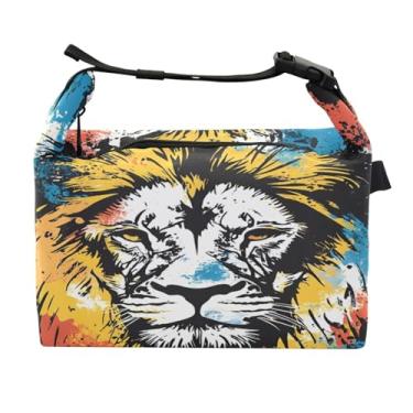 Imagem de STAYTOP Lancheira colorida de leão com fivela de alça, lancheira isolada para meninos e meninas, lancheira térmica para trabalho escolar