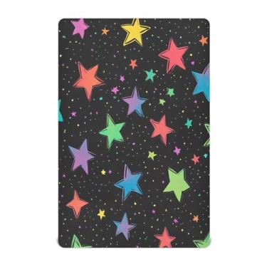 Imagem de CEBUGI Lençol de berço elástico para bebês, meninos e meninas, com estrelas coloridas, portátil, pacote N Play, lençol com elástico para crianças, material neutro, ultra macio, colchão infantil padrão
