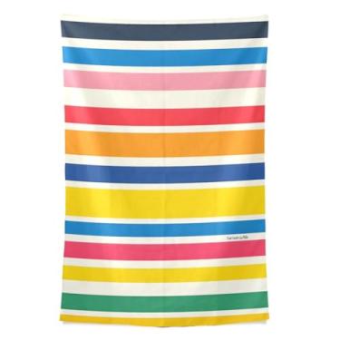 Imagem de STAYTOP Tapeçaria de parede com lindas listras coloridas para decoração de casa, decoração de dormitório, sala de estar, quarto, tapete de parede (80 × 60 pol)