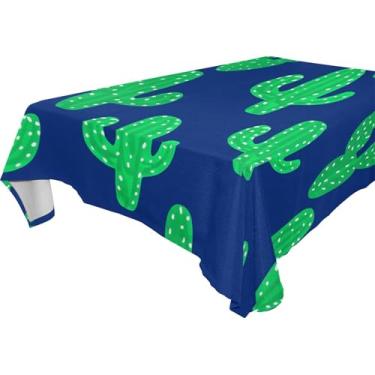Imagem de Burbuja Toalha de mesa de cacto, toalha de mesa retangular anti-rugas grossa para decoração de jantar, cozinha, festa, 137 x 183 cm