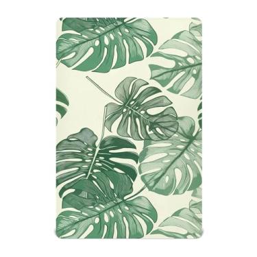 Imagem de Burbuja Lençol de berço Monstera Leaves para meninos e meninas, lençol com elástico 71 x 132 cm para colchões de berço padrão e infantil, macio e respirável