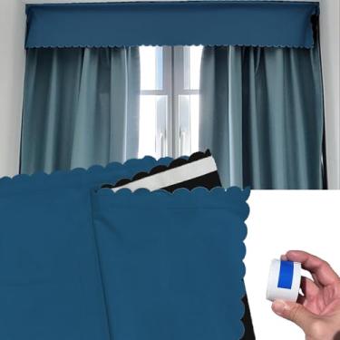 Imagem de TAROTKIN Bloqueador de luz superior de cortina, 150 x 43 cm, cortinas com bloqueio de luz, blecaute portátil para janela, fácil de cortar e instalar sem furos giratórios (azul)