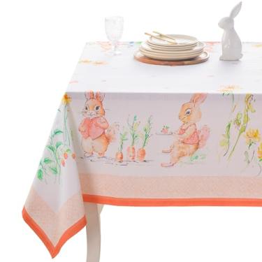 Imagem de Toalha de mesa retangular Maison d'Hermine toalha de mesa 100% algodão para sala de jantar, casa de fazenda, casa, hotel, festas e casamento – Ideal para decorações de Páscoa primavera e verão (festa