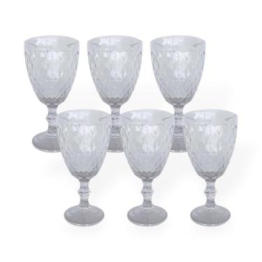 Imagem de Kit 6 Taças de Vidro Transparente 314ml – 17cm – Design Lapidado – Ideal para Vinho, Água e Mesa Posta
